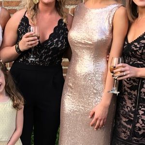 Rose gold floor length sequence dress